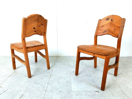 Image 1 of 6x Vintage pine wood dining chairs