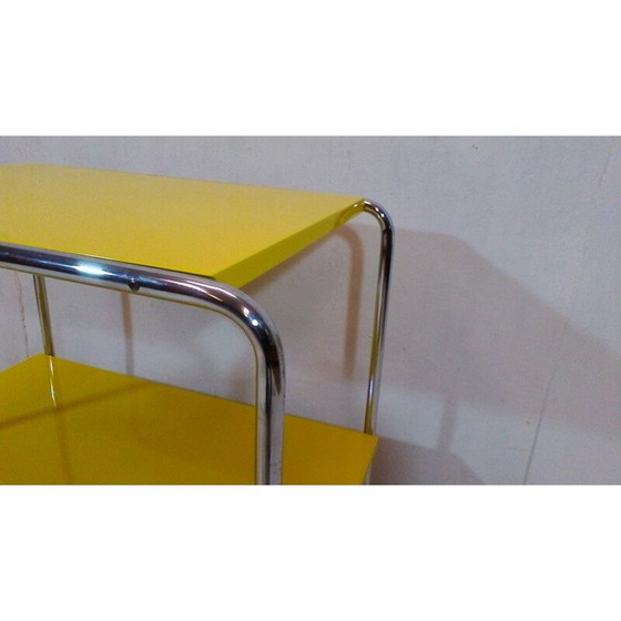 Image 1 of Vintage steel and yellow wood coffee table by Robert Slezák, Czechoslovakia 1940