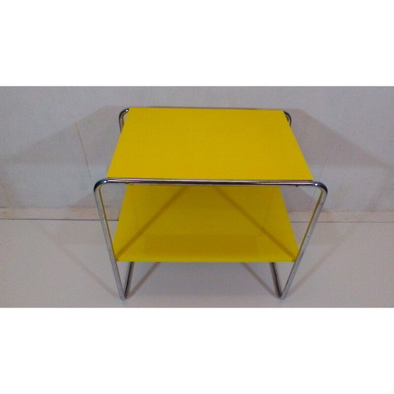 Image 1 of Vintage steel and yellow wood coffee table by Robert Slezák, Czechoslovakia 1940