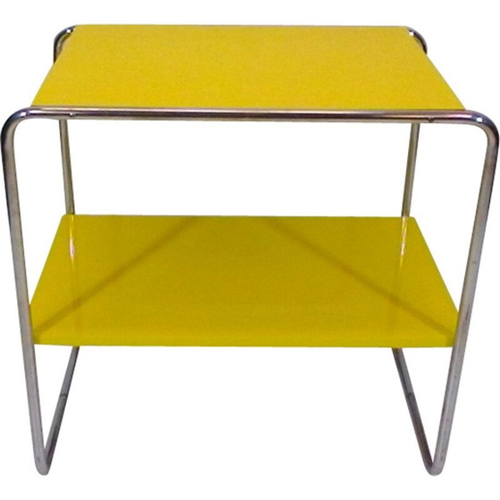 Image 1 of Vintage steel and yellow wood coffee table by Robert Slezák, Czechoslovakia 1940