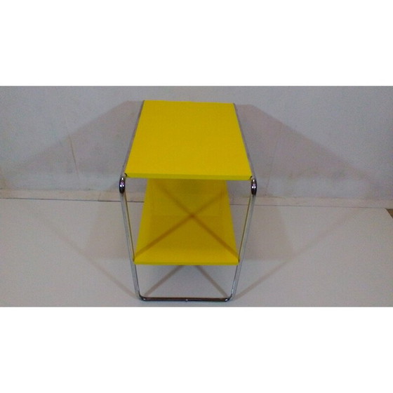 Image 1 of Vintage steel and yellow wood coffee table by Robert Slezák, Czechoslovakia 1940