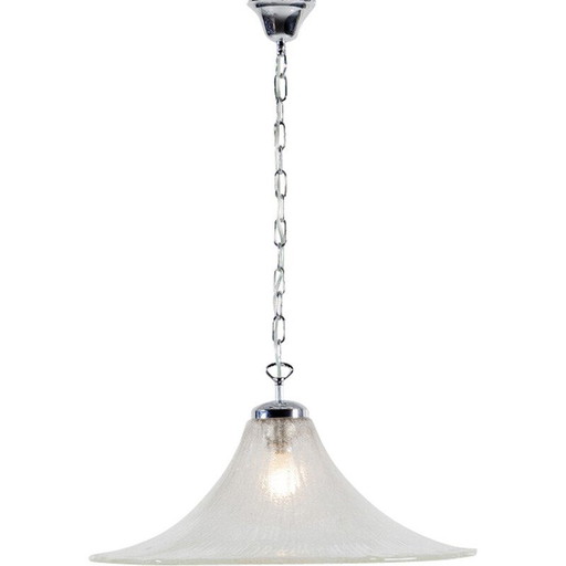 Vintage frosted glass pendant lamp for Limburg, 1960