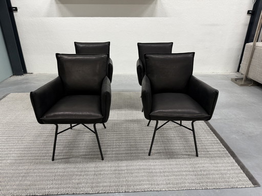 4 Jess Design Sanne Dining Chairs Black Leather