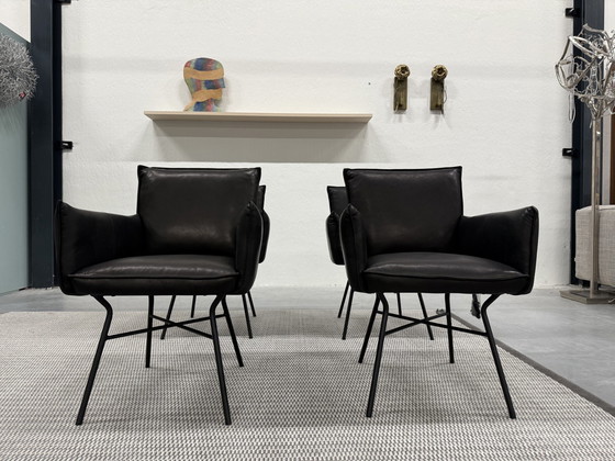 Image 1 of 4 Jess Design Sanne Dining Chairs Black Leather