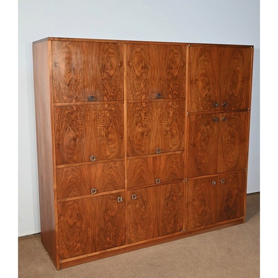 Image 1 of Solid walnut and veneer vintage storage cabinet, 1970