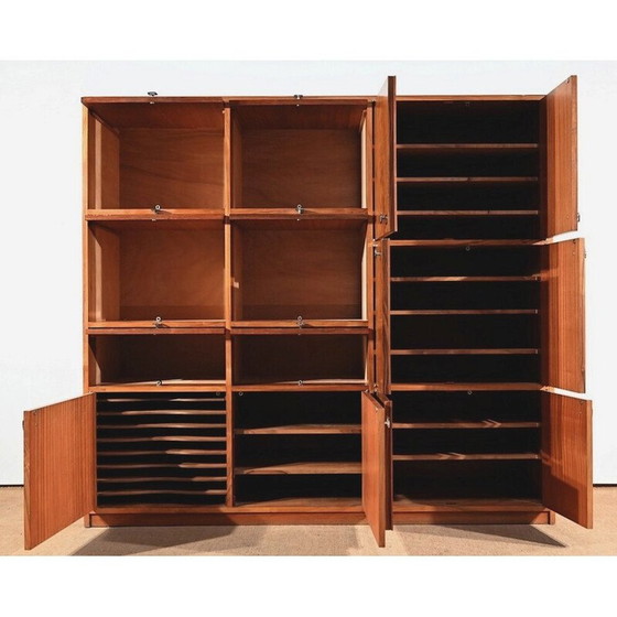 Image 1 of Solid walnut and veneer vintage storage cabinet, 1970