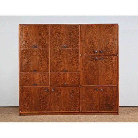 Image 1 of Solid walnut and veneer vintage storage cabinet, 1970