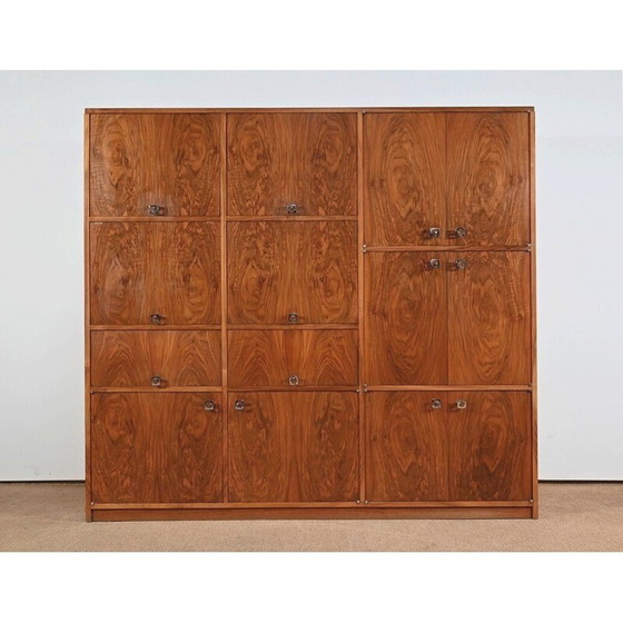 Image 1 of Solid walnut and veneer vintage storage cabinet, 1970