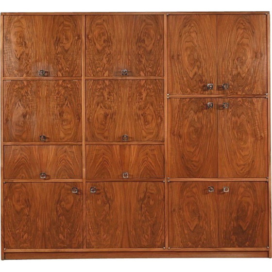 Image 1 of Solid walnut and veneer vintage storage cabinet, 1970