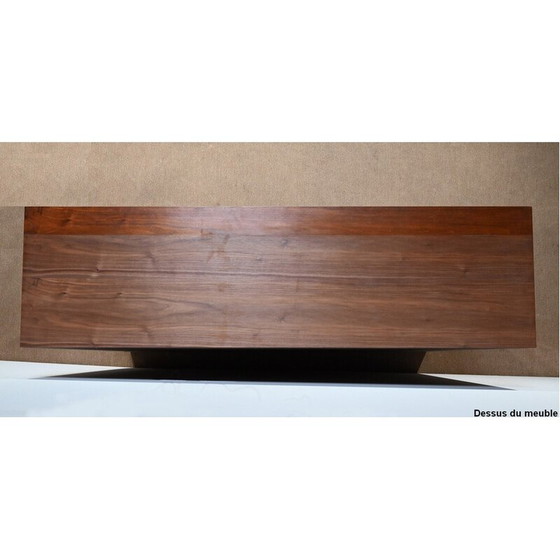 Image 1 of Solid walnut and veneer vintage storage cabinet, 1970