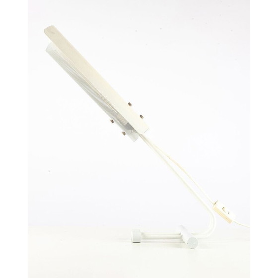 Image 1 of Pair of vintage white metal table lamps, Sweden 1980