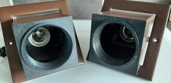 Image 1 of 2x Cube brown recessed spotlights 80's, rotatable