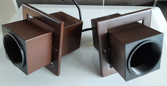 Image 1 of 2x Cube brown recessed spotlights 80's, rotatable