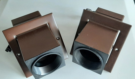 Image 1 of 2x Cube brown recessed spotlights 80's, rotatable