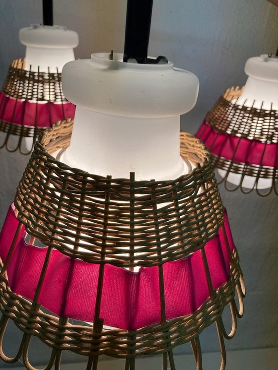 Image 1 of Doria triple cascade lamp made of glass teak rattan