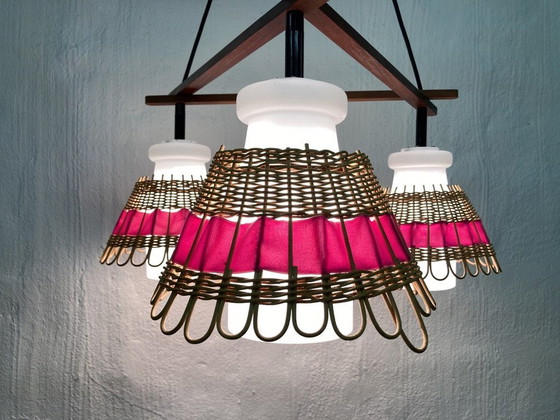 Image 1 of Doria triple cascade lamp made of glass teak rattan