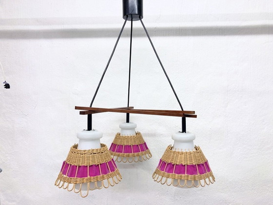 Image 1 of Doria triple cascade lamp made of glass teak rattan