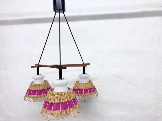 Image 1 of Doria triple cascade lamp made of glass teak rattan