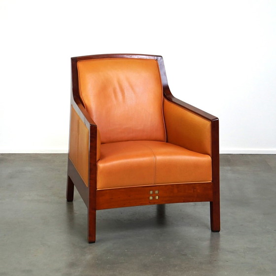 Image 1 of Unique designer cowhide leather Artdeco designer armchair/ armchair.