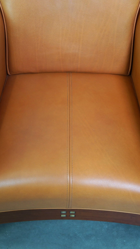 Image 1 of Unique designer cowhide leather Artdeco designer armchair/ armchair.