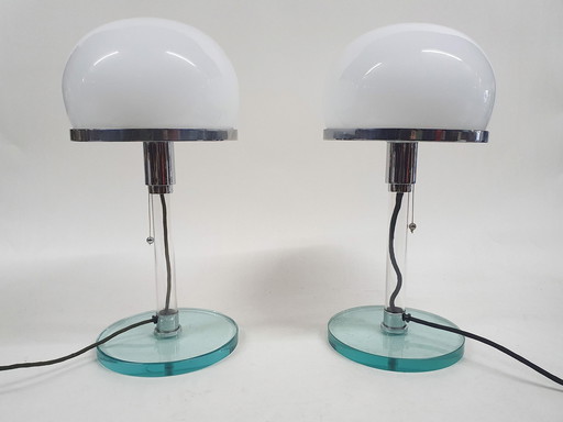 Set of Two Glass Bauhaus Table Lights by Carl Jacob Jucker for Imago DP, Italy, 1967