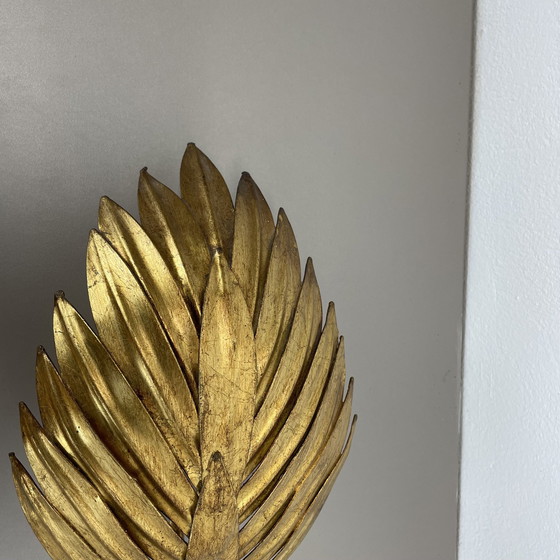 Image 1 of Set Of 2 Hans Kögl Style Golden Florentiner Leaf Wall Light Sconces, Italy, 1980