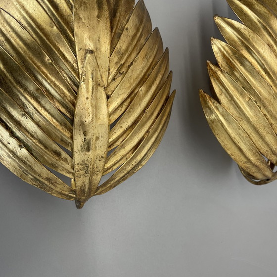 Image 1 of Set Of 2 Hans Kögl Style Golden Florentiner Leaf Wall Light Sconces, Italy, 1980