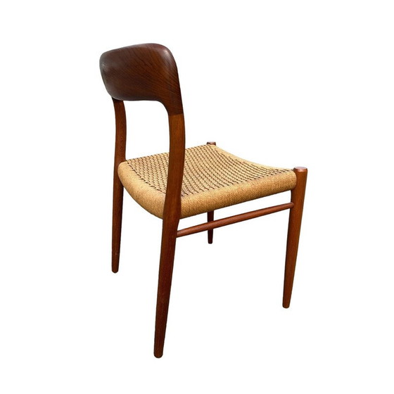 Image 1 of Set of 6 vintage model 75 teak wood chairs by Niels Møller Model for J.l. Møllers, Denmark 1950