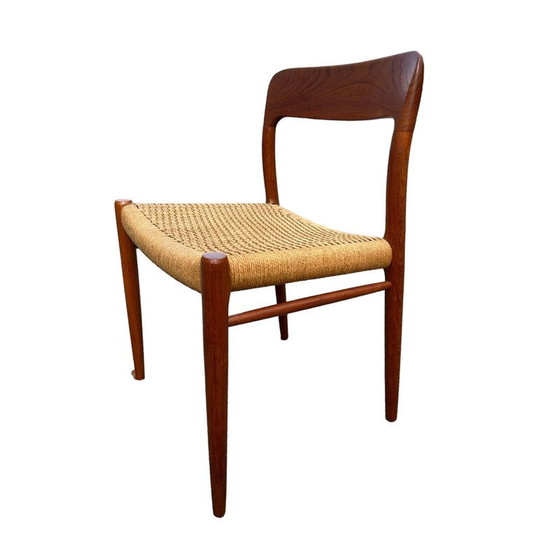 Image 1 of Set of 6 vintage model 75 teak wood chairs by Niels Møller Model for J.l. Møllers, Denmark 1950