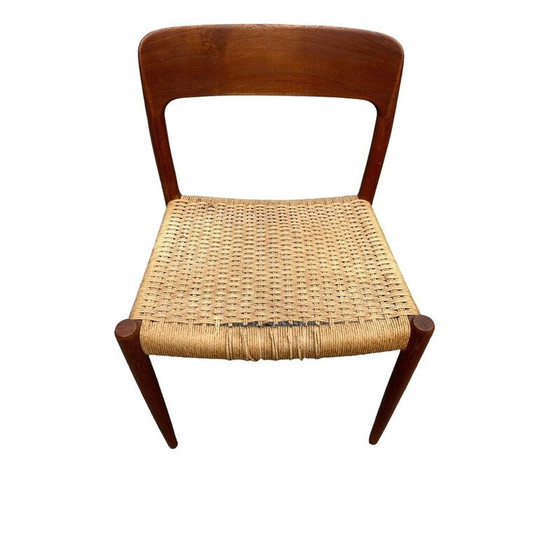 Image 1 of Set of 6 vintage model 75 teak wood chairs by Niels Møller Model for J.l. Møllers, Denmark 1950