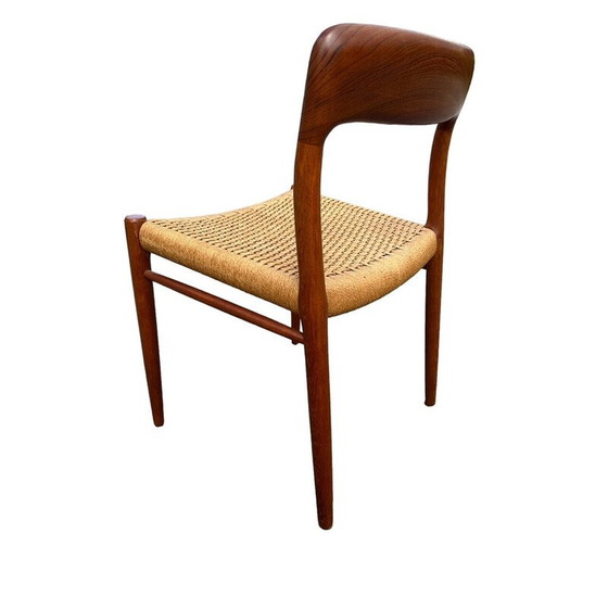 Image 1 of Set of 6 vintage model 75 teak wood chairs by Niels Møller Model for J.l. Møllers, Denmark 1950