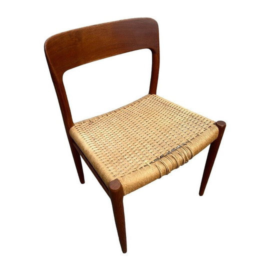 Image 1 of Set of 6 vintage model 75 teak wood chairs by Niels Møller Model for J.l. Møllers, Denmark 1950