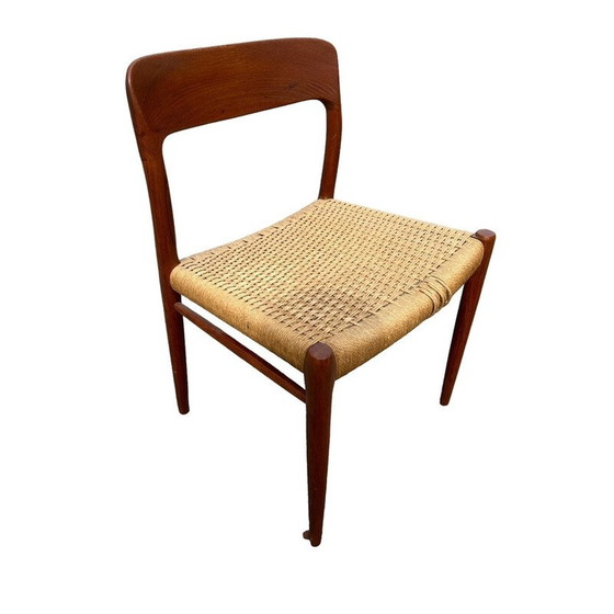 Image 1 of Set of 6 vintage model 75 teak wood chairs by Niels Møller Model for J.l. Møllers, Denmark 1950