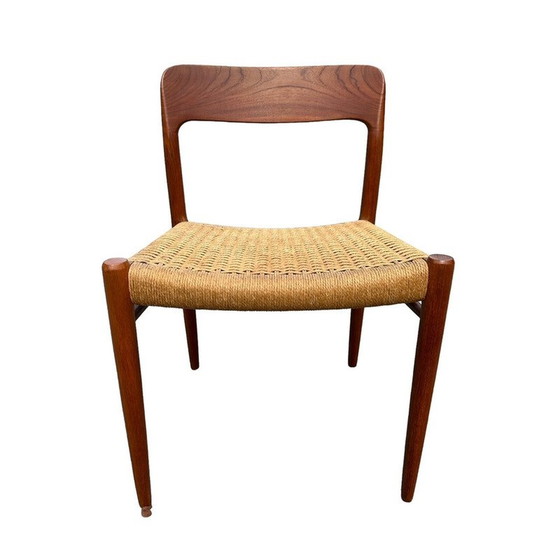 Image 1 of Set of 6 vintage model 75 teak wood chairs by Niels Møller Model for J.l. Møllers, Denmark 1950