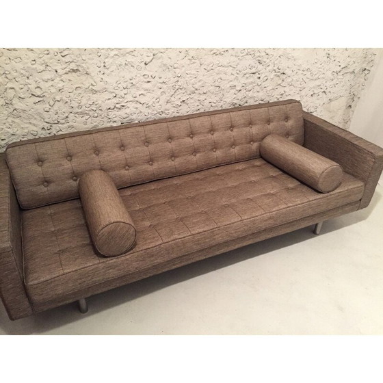 Image 1 of Sofa in beige fabric and metal - 1980s