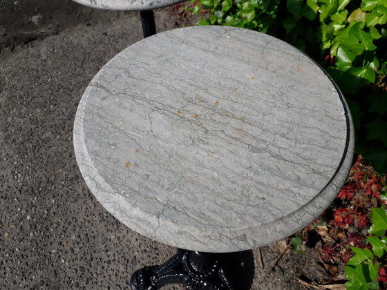 Image 1 of 2 Plant tables cast iron base marble top 30 cm