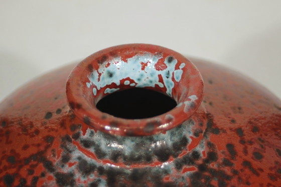 Image 1 of Leandro Lega Faenza - Spotted Enamel Ceramic Vase Italy Circa 1950