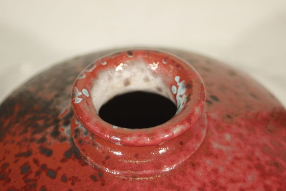 Image 1 of Leandro Lega Faenza - Spotted Enamel Ceramic Vase Italy Circa 1950