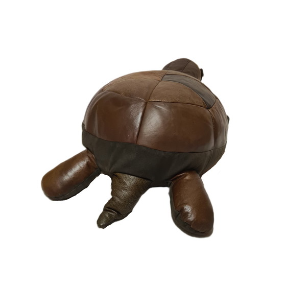 Image 1 of Leather Patchwork Tortoise Pouf, 60s/70s