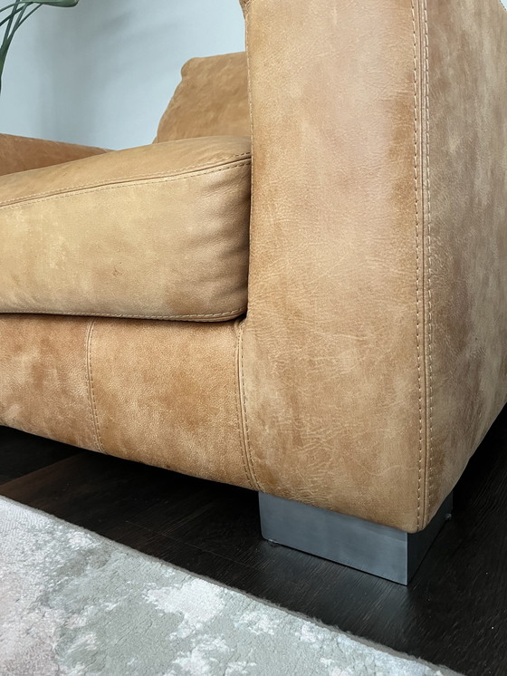 Image 1 of Goossens leather set sofa + 2x armchair