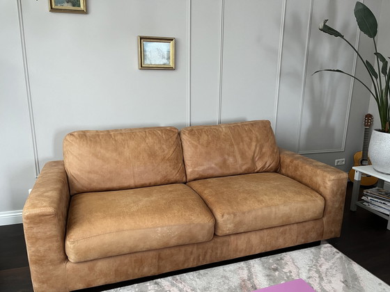 Image 1 of Goossens leather set sofa + 2x armchair