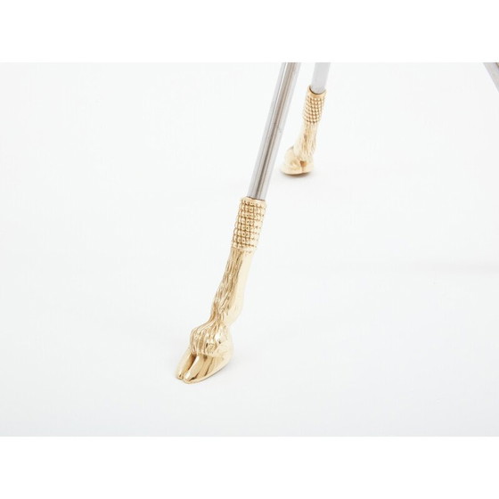 Image 1 of Vintage brass and steel pedestal table by Alberto Orlandi, Italy 1970