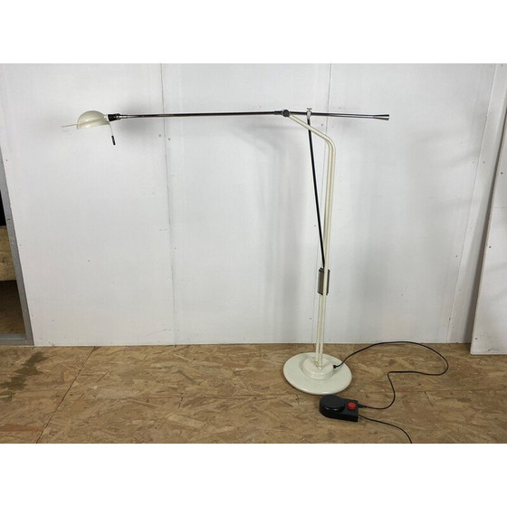 Image 1 of Lampada da terra vintage con contrappeso cromato e metallo verniciato bianco, 1970