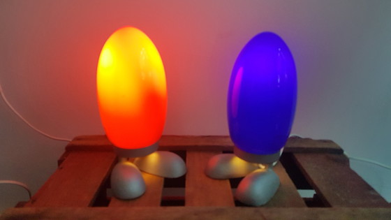 Image 1 of 2 x Vintage Fjorton Dino Eggs lamp