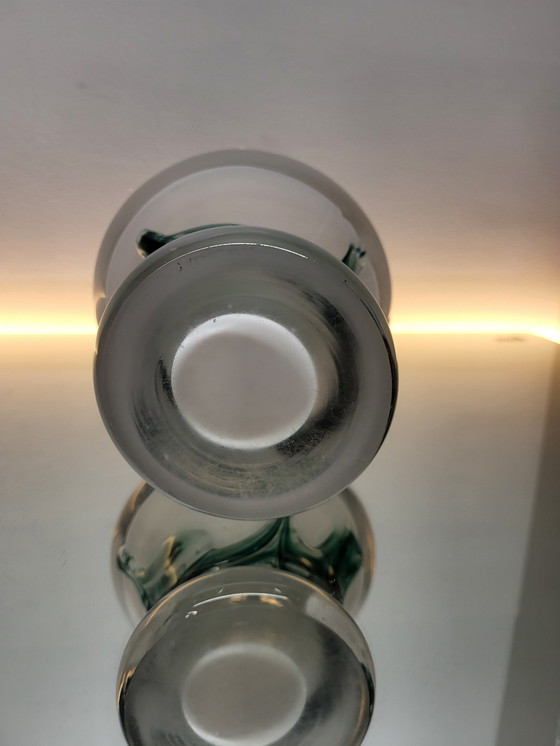 Image 1 of Val Saint Lambert Studio Cristal Vase On Foot, Signed, Hatch, 1980s