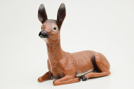 Large deer ceramic figure, Mid-Century garden figure