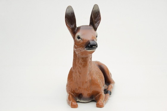 Image 1 of Grande figura di cervo in ceramica, figura da giardino di metà secolo