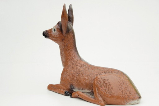 Large deer ceramic figure, Mid-Century garden figure