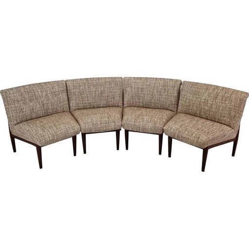 Set of 4 vintage teak and fabric chairs, Denmark 1960