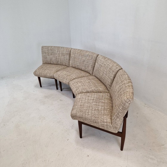 Image 1 of Set of 4 vintage teak and fabric chairs, Denmark 1960